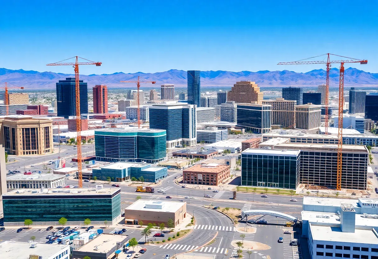 Skyline of North Las Vegas with construction work underway