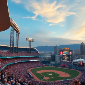 Artists rendering of a new stadium for the Oakland Athletics in Las Vegas