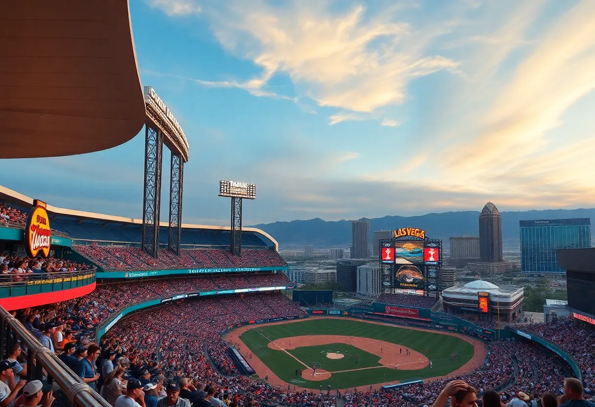 Artists rendering of a new stadium for the Oakland Athletics in Las Vegas