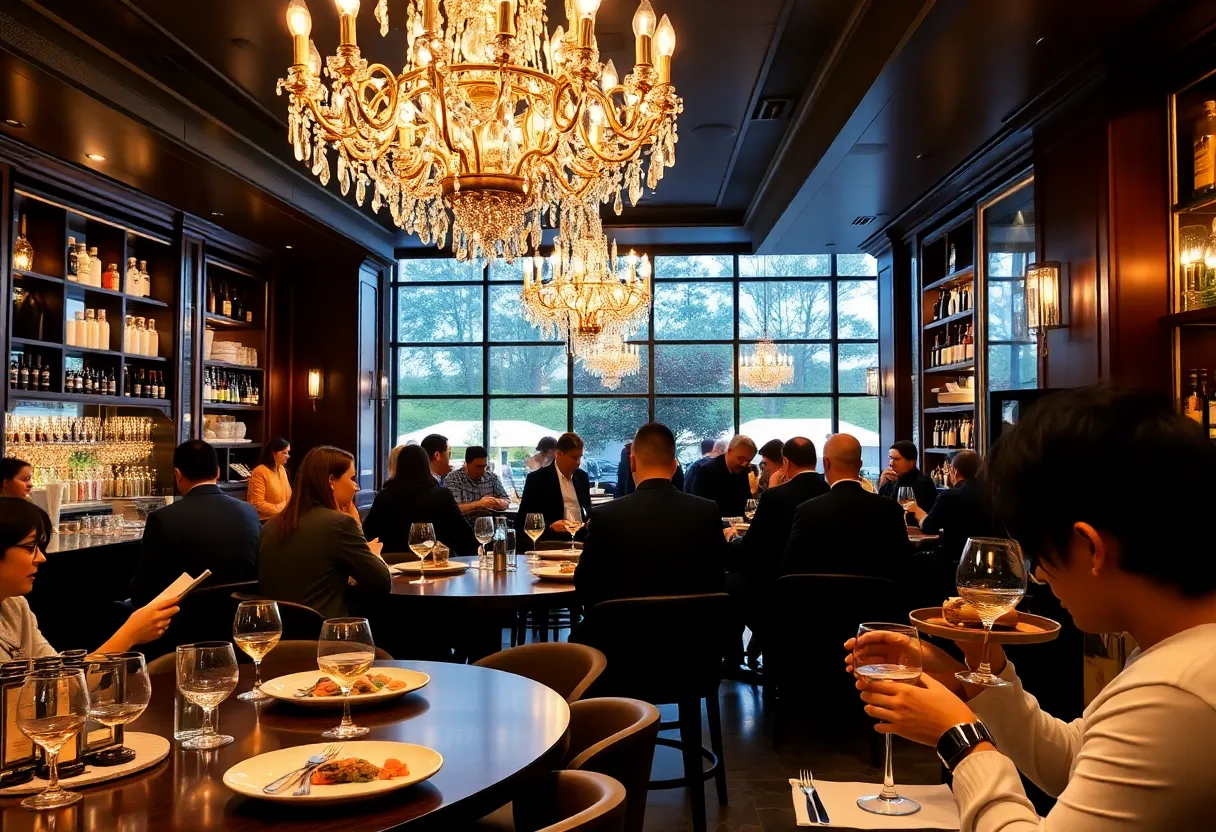 Diners enjoying the bar menu at ONE Steakhouse in Las Vegas