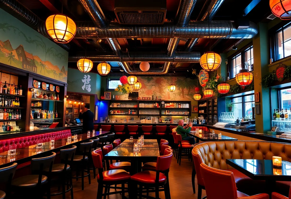 Interior view of Pachi-Pachi cocktail bar with Japanese-inspired decor