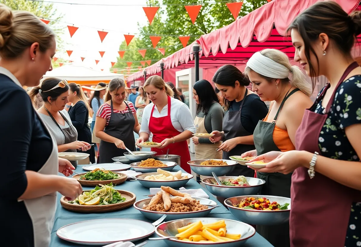 Women chefs and artisans showcasing food at Picnic in the Alley.