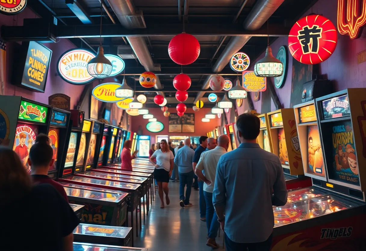 Visitors enjoying games at the Pinball Hall of Fame in Las Vegas