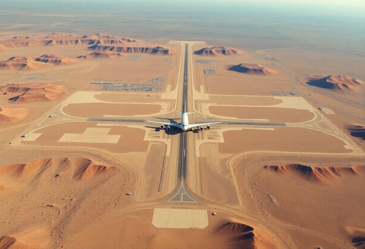 Aerial view of proposed Ivanpah Valley airport development