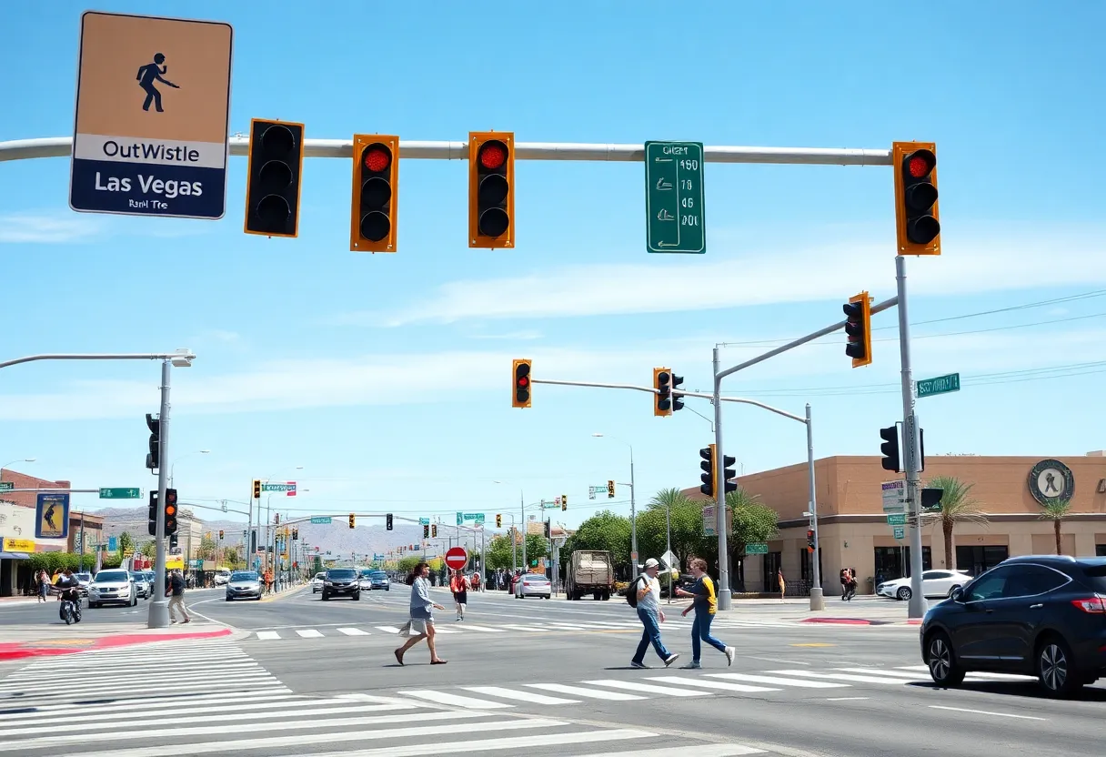 Traffic signals at an intersection in Southwest Las Vegas