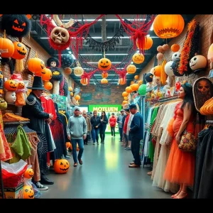 New Spirit Halloween store filled with Halloween decorations and costumes