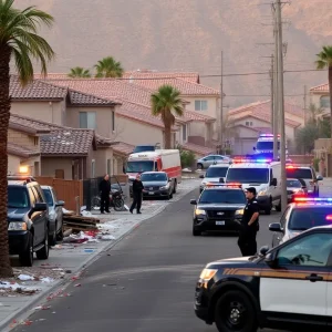 Damage caused by a SWAT raid in a Las Vegas neighborhood