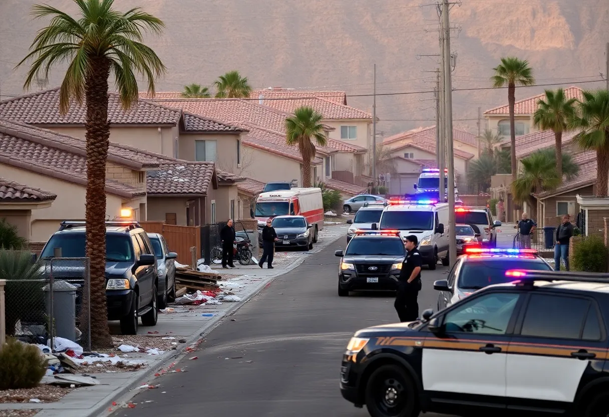 Damage caused by a SWAT raid in a Las Vegas neighborhood