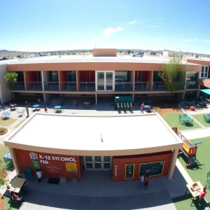Landscape view of a private K-12 school campus in Las Vegas