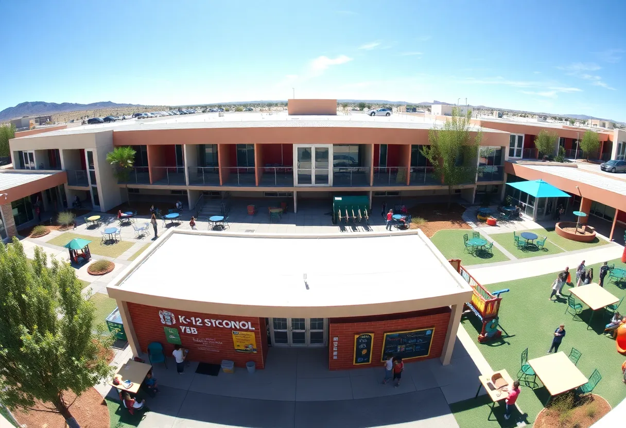 Landscape view of a private K-12 school campus in Las Vegas