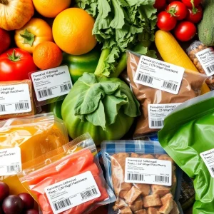 Collage of food items with expiration dates
