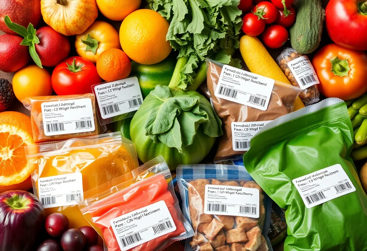 Collage of food items with expiration dates