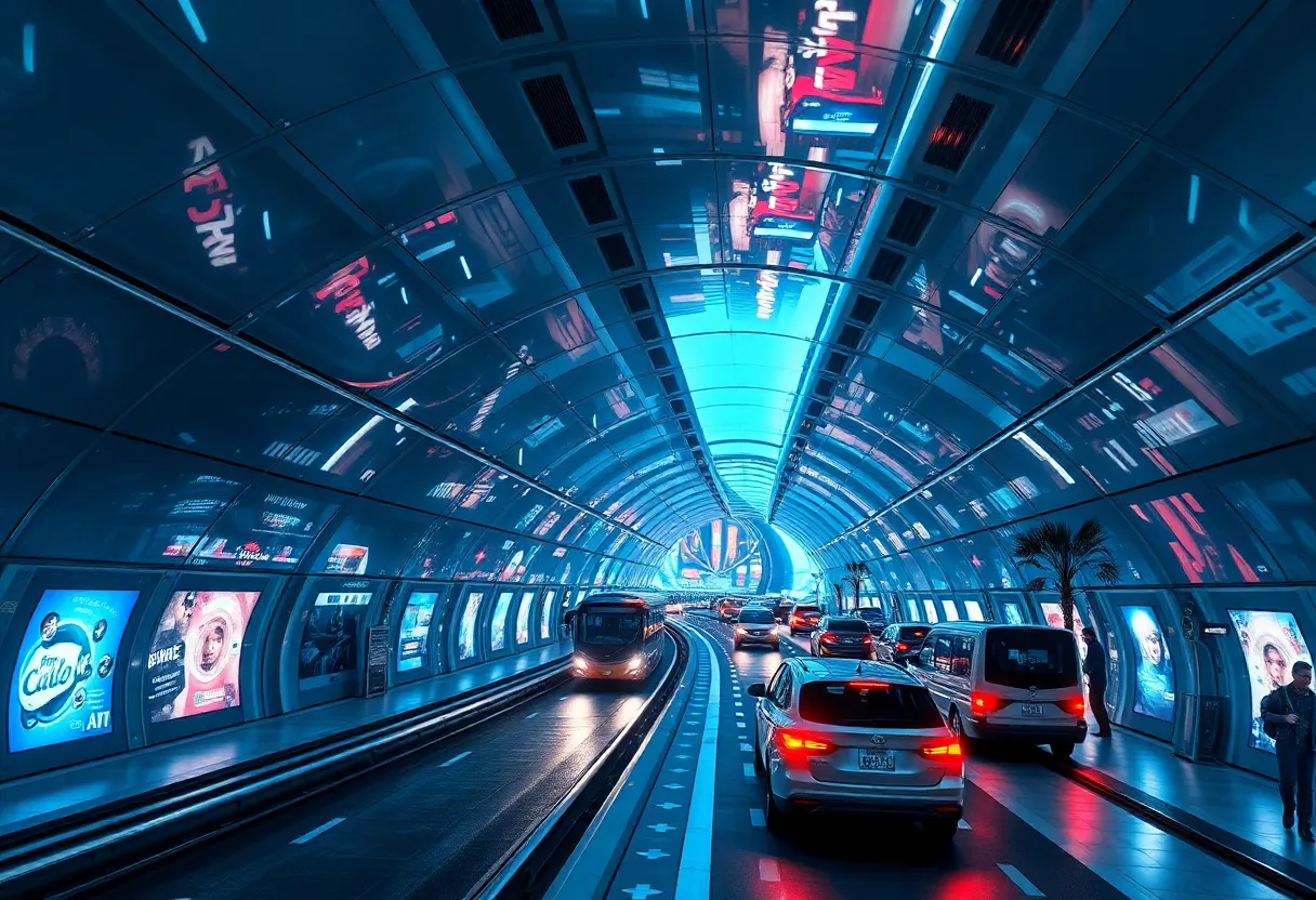 A visual representation of the Vegas Loop underground transportation system in Las Vegas.