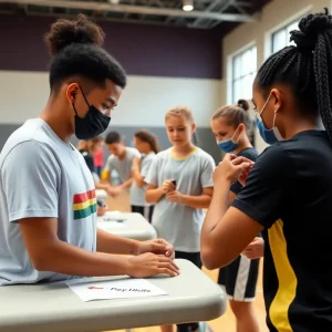Young athletes undergoing physical examinations for sports participation