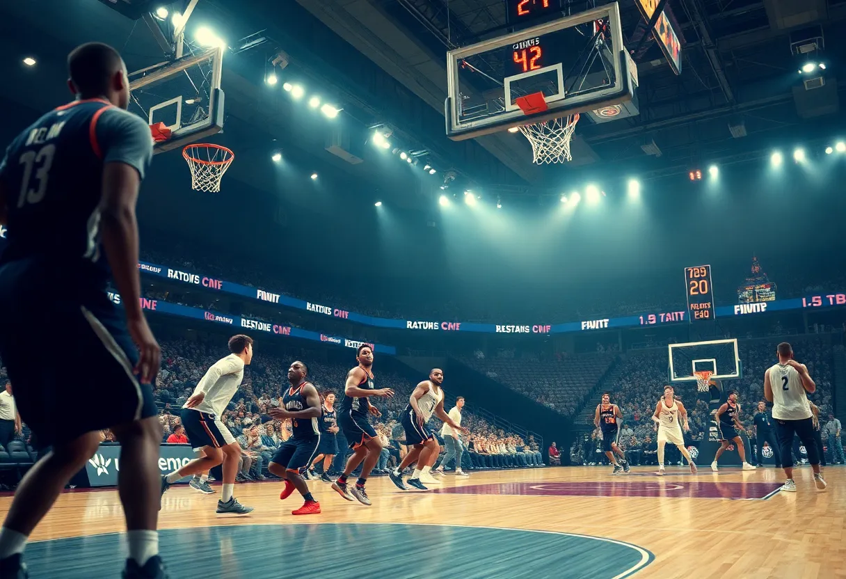Las Vegas Aces facing off against Minnesota Lynx on the court