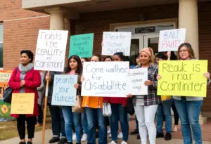 Parents protesting for the rights of students with disabilities