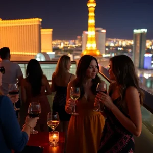 Women enjoying wine at Ghostbar in Las Vegas