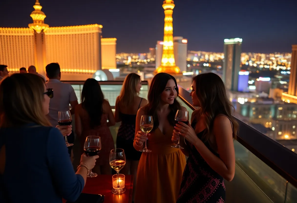 Women enjoying wine at Ghostbar in Las Vegas
