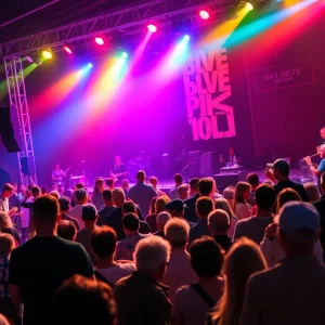 Crowd enjoying the Big Blues Bender music festival in Las Vegas.