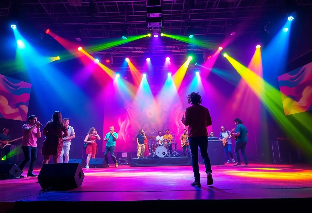 Stage setup for Bob Marley Hope Road show in Las Vegas