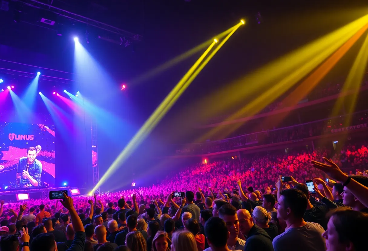 A concert scene showcasing people enjoying a live performance at the Sphere in Las Vegas.