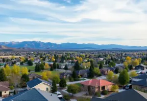 A panoramic view of Carson City, Nevada with residential areas and mountains.