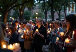 People gathered for a candlelight vigil in honor of Charlie Kirk