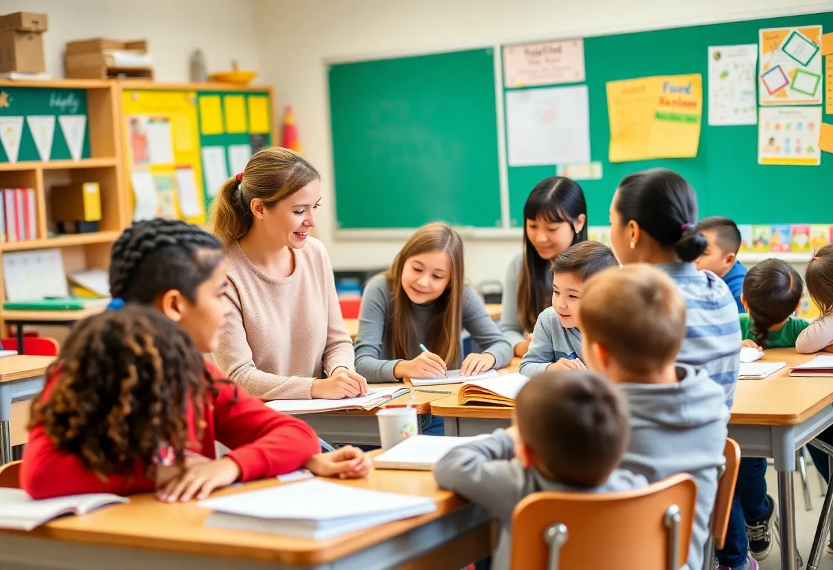 Students and teachers in a classroom demonstrating effective learning practices