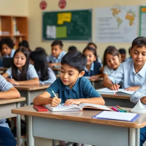 Classroom filled with students engaged in learning
