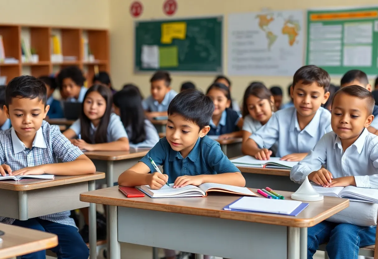 Classroom filled with students engaged in learning