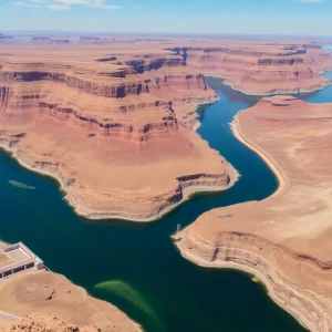Drought-affected Colorado River basin with visible water conservation efforts