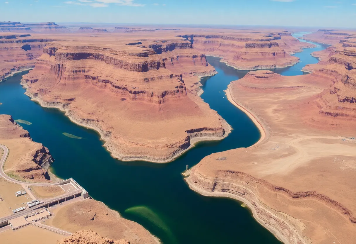 Drought-affected Colorado River basin with visible water conservation efforts