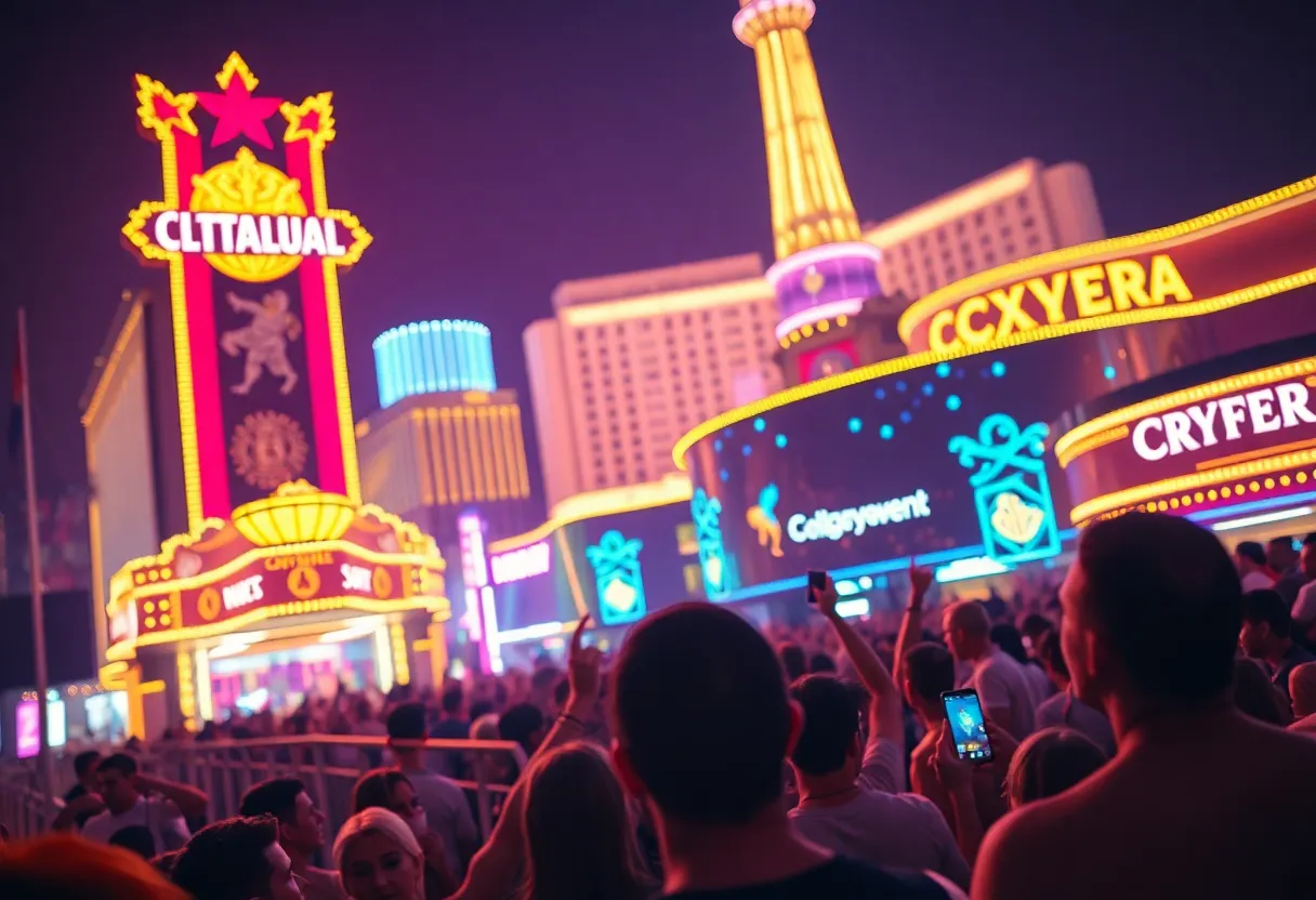 Las Vegas nightlife during DDVEGAS 2025, featuring crowds and luxury venues.