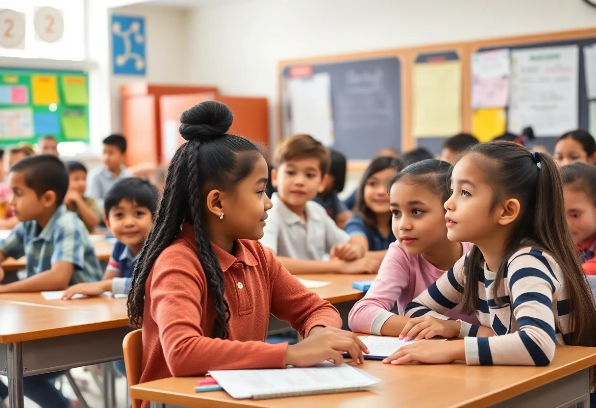 Students actively participating in classroom activities