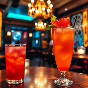 Hibiscus Paloma cocktail at Gatsby's Cocktail Lounge