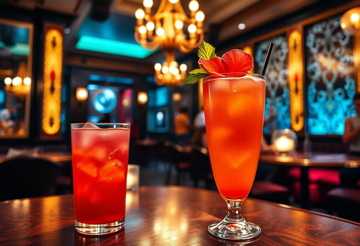 Hibiscus Paloma cocktail at Gatsby's Cocktail Lounge