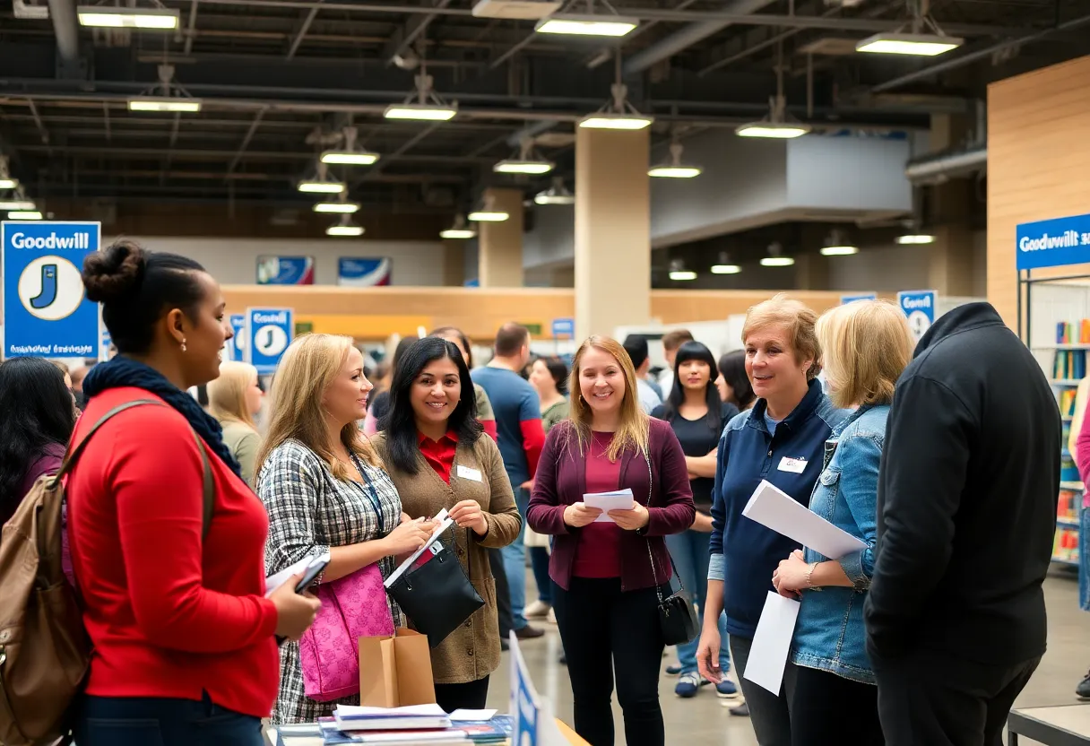 Job seekers engaging at Goodwill hiring event