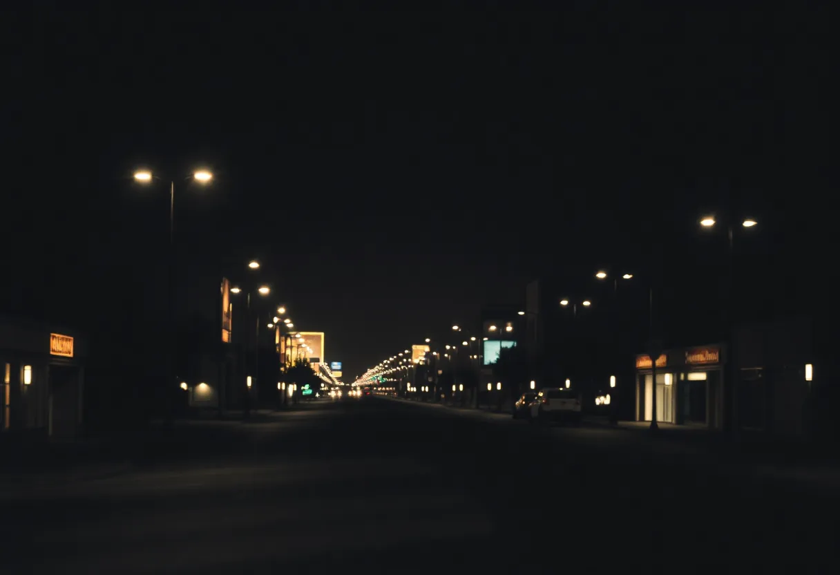 Dark street in Las Vegas highlighting concerns around gun violence