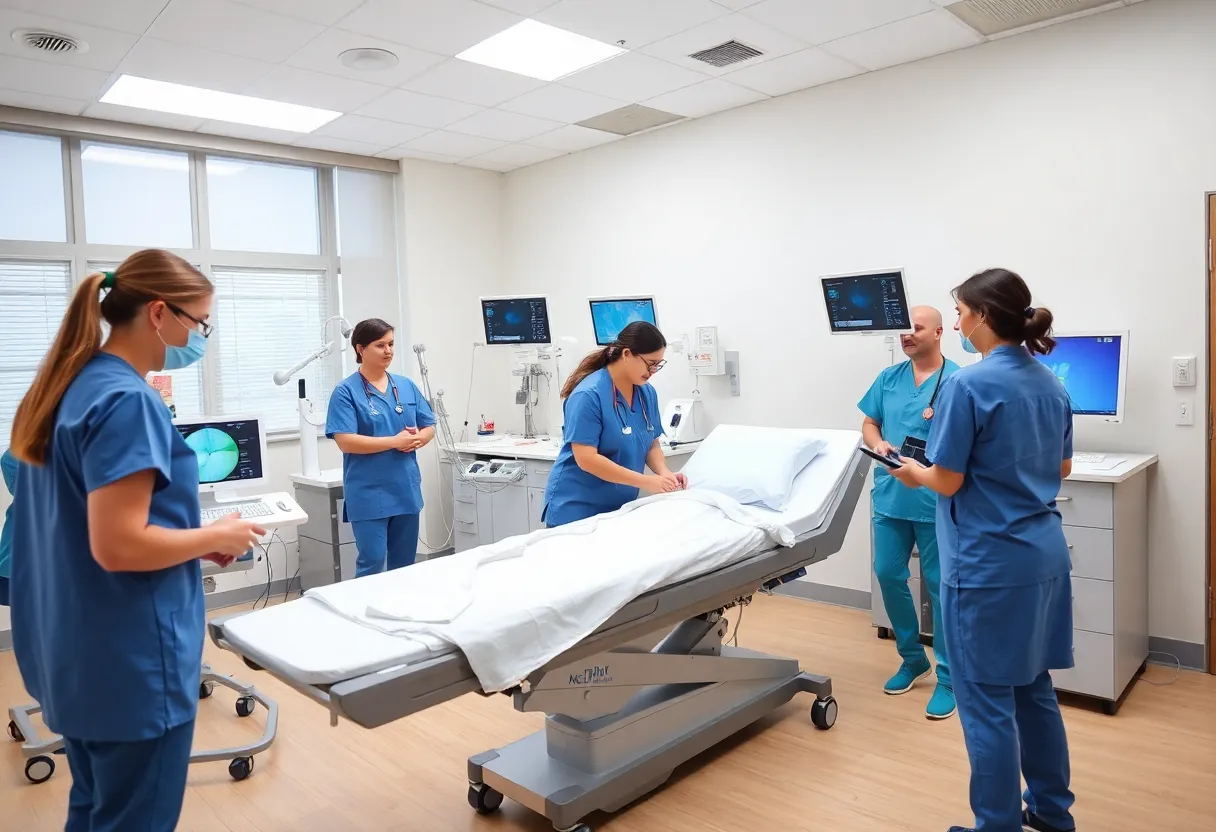 Nurses engaging in simulation training at HCA Healthcare Center