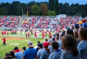 Players and fans at the Henderson Bowl high school football game