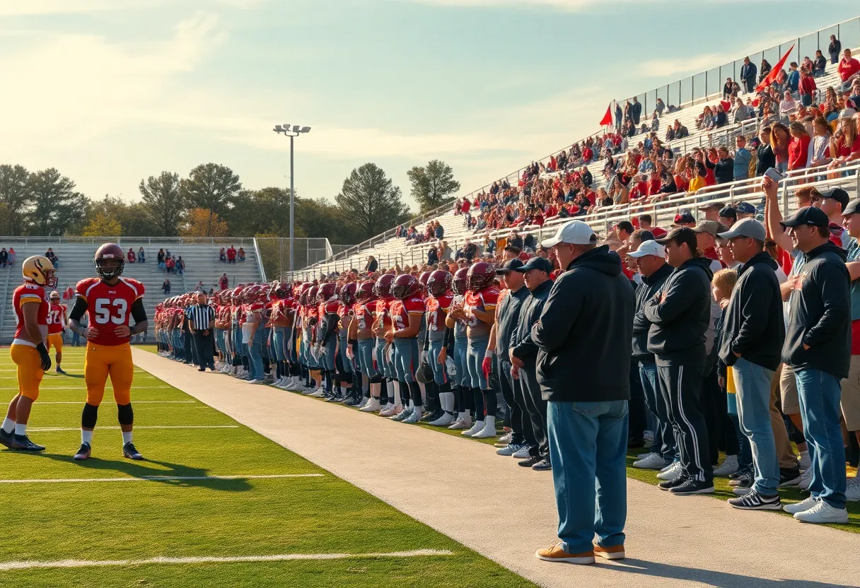 Exciting high school football game with players in action.