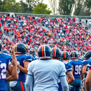 High school football teams competing in a game