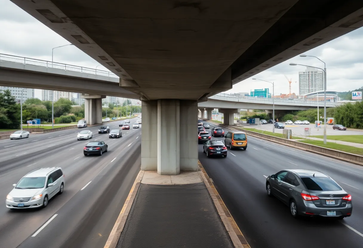Gap in I-15 overpass expansion joint in Las Vegas