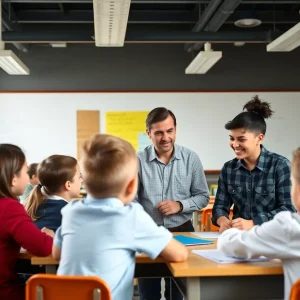 Classroom scene depicting student engagement and learning