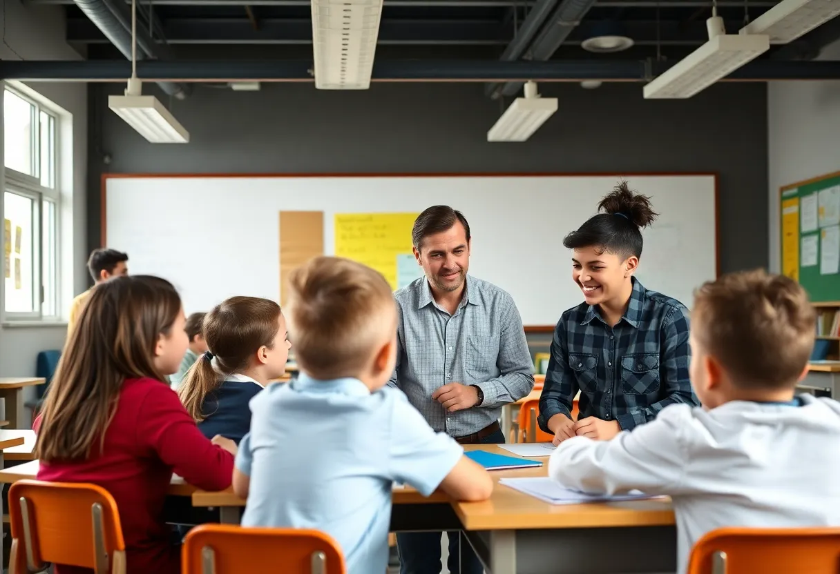 Classroom scene depicting student engagement and learning
