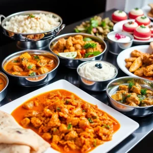 A vibrant Indian buffet spread at Taj Palace Indian Cuisine