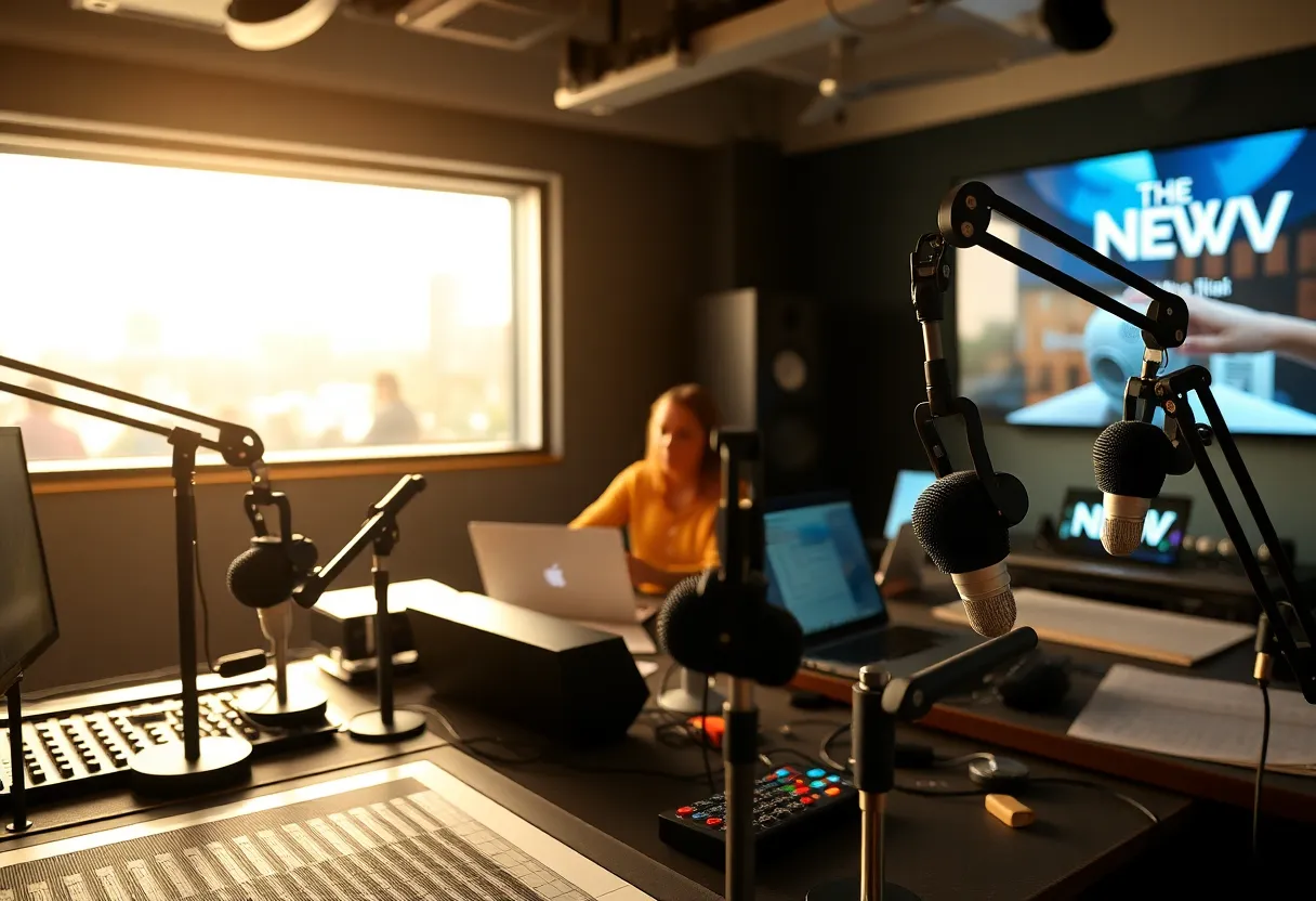 Interior of KNPR's radio studio with equipment