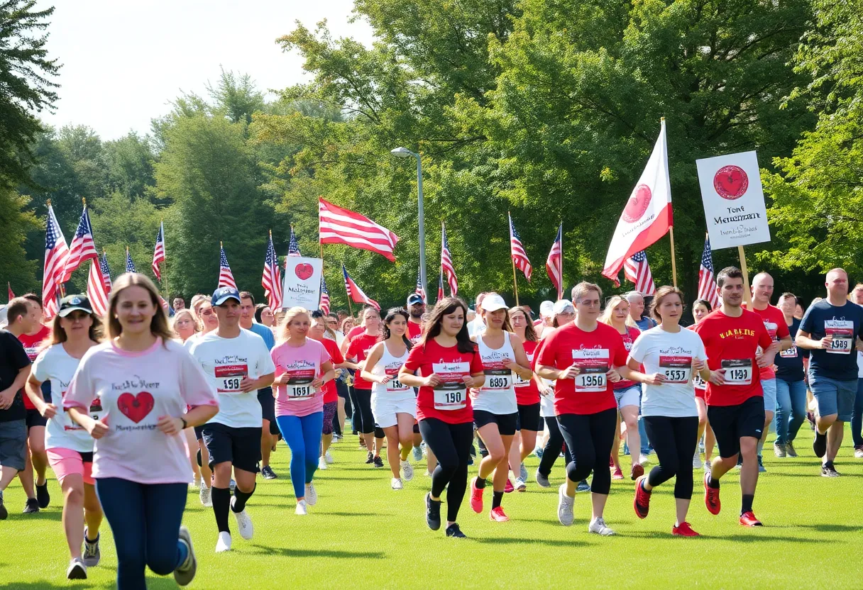 Participants running in the Las Vegas 9/11 Heroes Run, showing community support and remembrance.