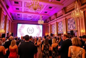 AIDS research gala in Las Vegas with a luxurious background