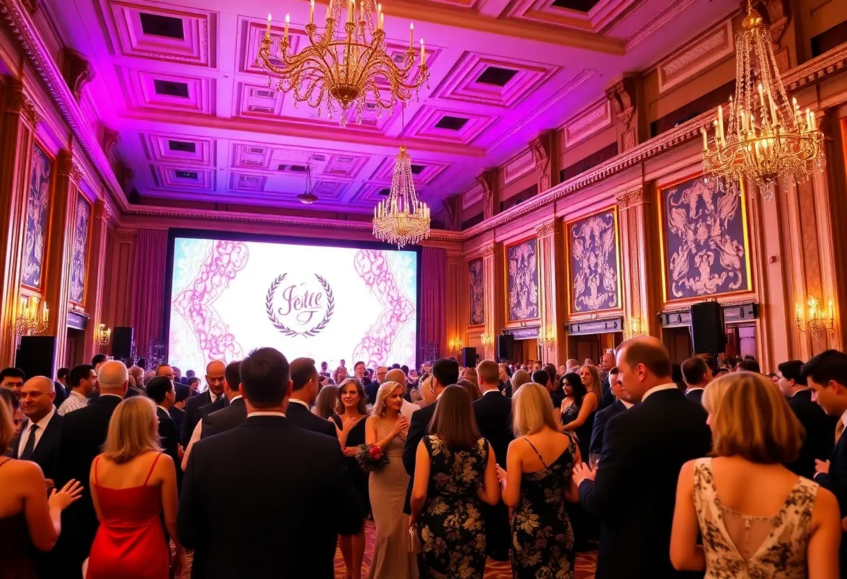 AIDS research gala in Las Vegas with a luxurious background